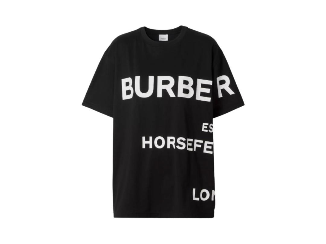 Burberry Burberry Horseferry Print Cotton Oversized T-shirt Black