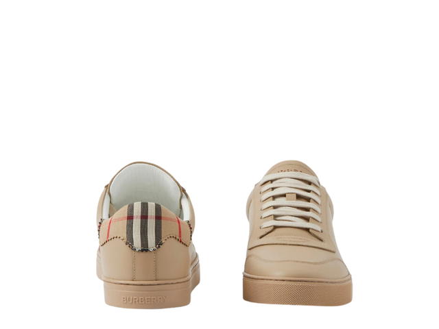 Burberry Burberry Leather And Check Cotton Sneakers Archive Beige - view 3