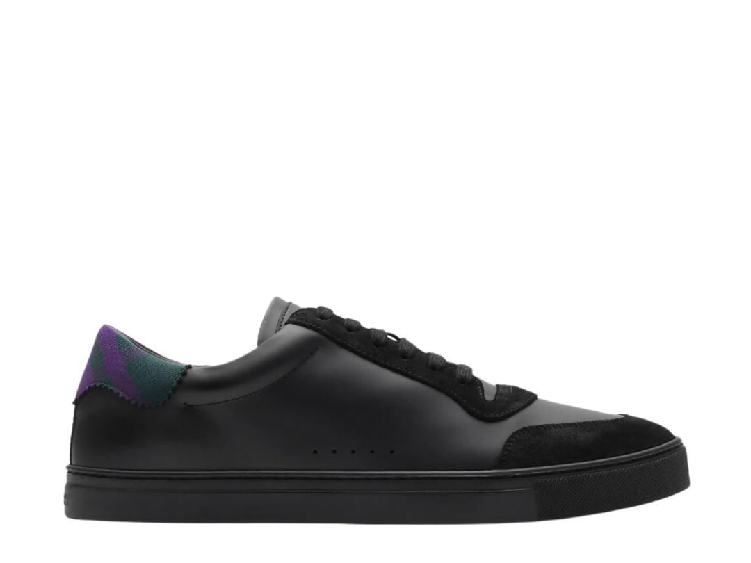 Burberry Burberry Leather And Check Cotton Sneakers Black Royal