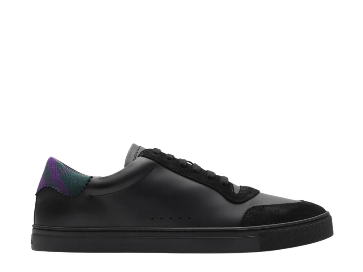 Burberry Burberry Leather And Check Cotton Sneakers Black Royal