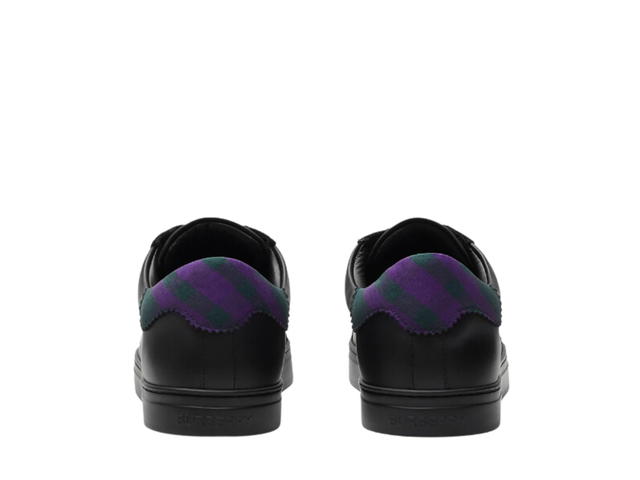 Burberry Burberry Leather And Check Cotton Sneakers Black Royal - view 3