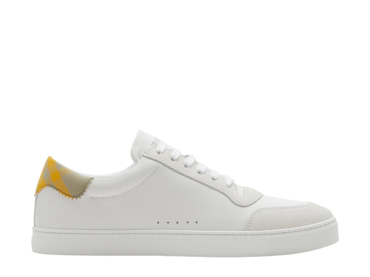 Burberry Burberry Leather And Check Cotton Sneakers Optical White Hunter