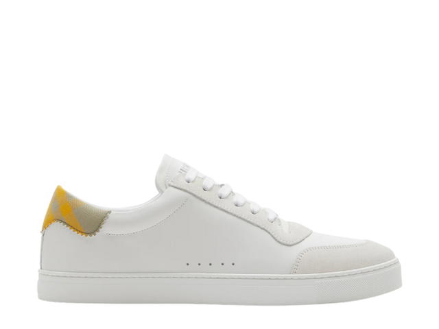 Burberry Burberry Leather And Check Cotton Sneakers Optical White Hunter - view 1
