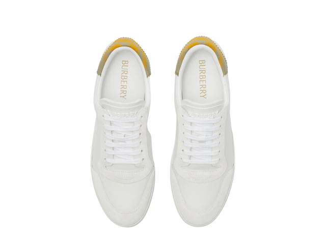 Burberry Burberry Leather And Check Cotton Sneakers Optical White Hunter - view 2