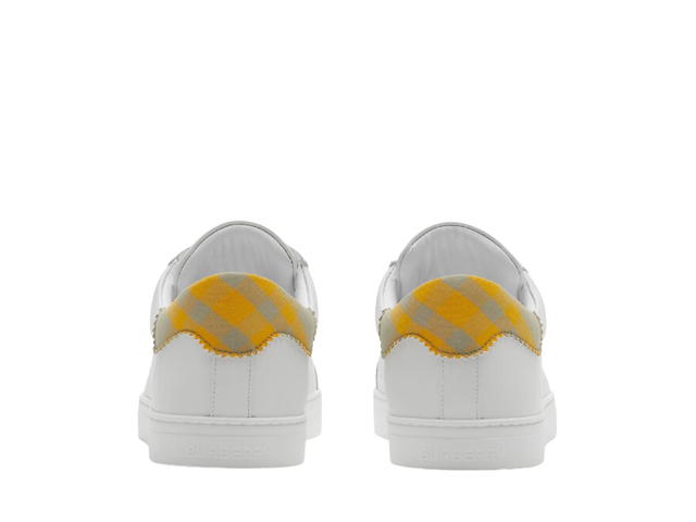 Burberry Burberry Leather And Check Cotton Sneakers Optical White Hunter - view 3