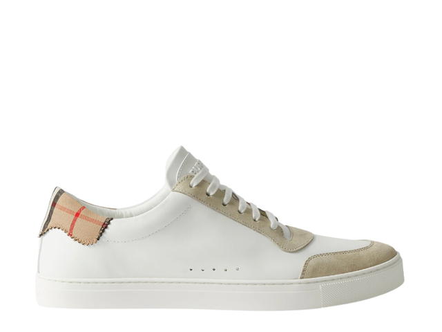 Burberry Burberry Leather-Suede And Check Cotton Sneakers Neutral White - view 1