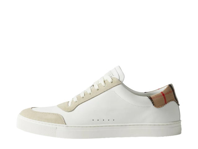 Burberry Burberry Leather-Suede And Check Cotton Sneakers Neutral White - view 2
