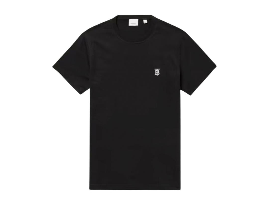 Burberry Burberry Logo-Embroidered Cotton-Jersey T-Shirt Black