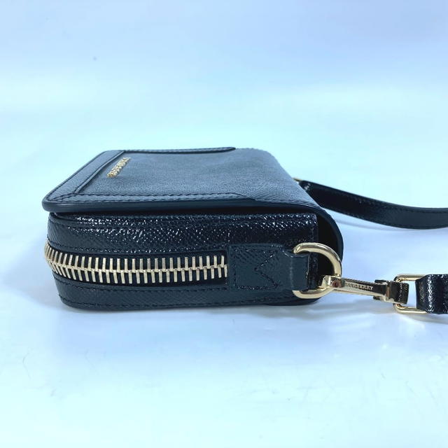 Burberry BURBERRY logo Fastener design Pochette Bag Crossbody Shoulder Bag Leather Black - view 5