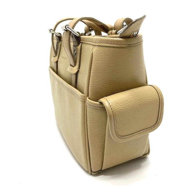Burberry Burberry logo Side pocket Tote Bag Hand Bag Leather Beige - view 4