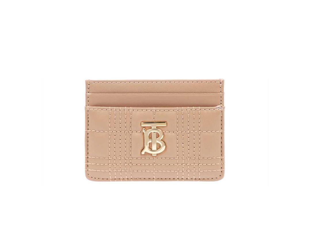Burberry Burberry Lola Card Case In Quilted Leather With Gold Hardware Beige