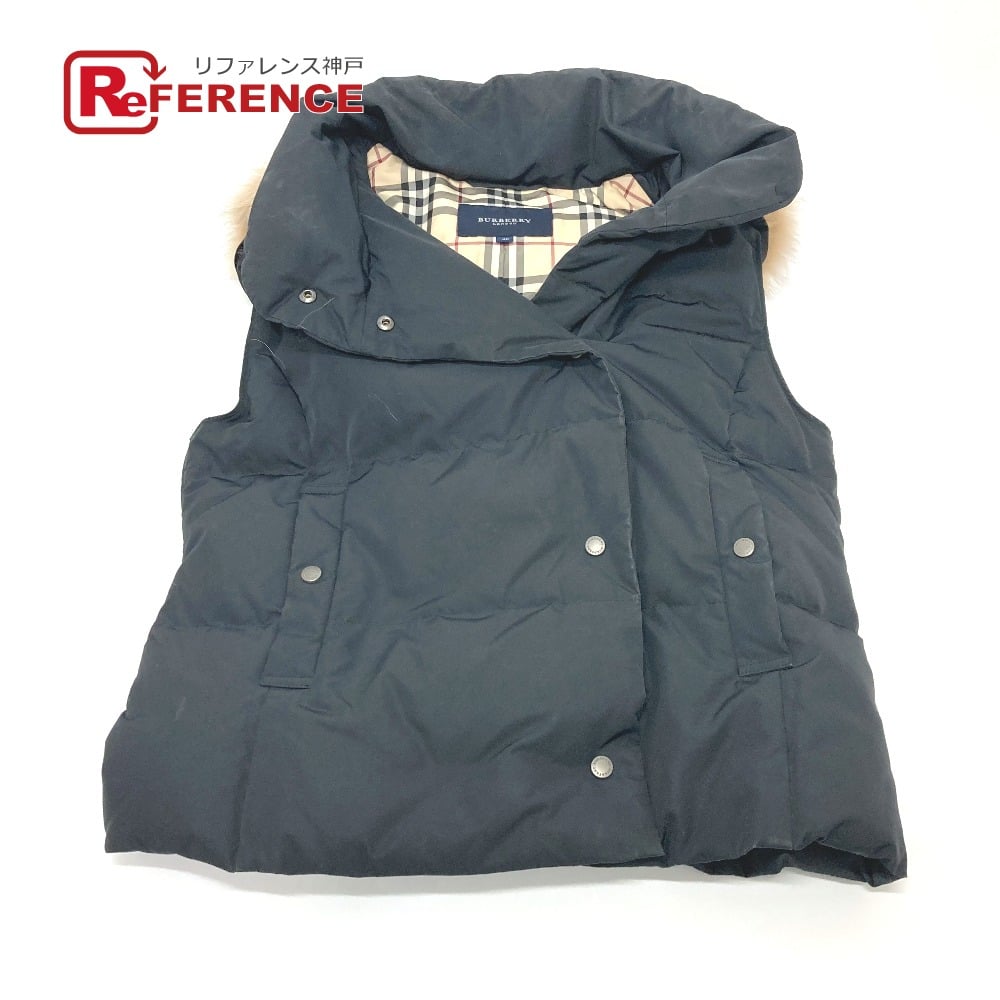 Burberry BURBERRY London Hood fur Down vest Nylon Black/SilverHardware