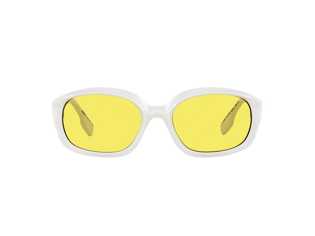 Burberry Burberry Milton Glasses In White Acetate Frame With Neon Yellow Lens