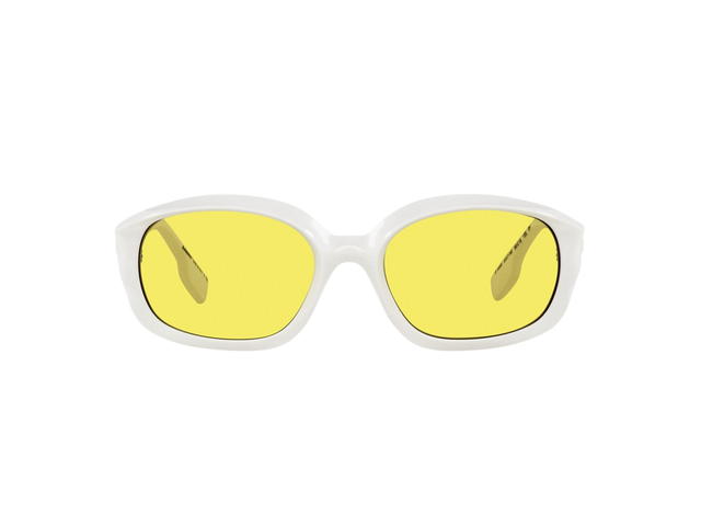 Burberry Burberry Milton Glasses In White Acetate Frame With Neon Yellow Lens - view 1
