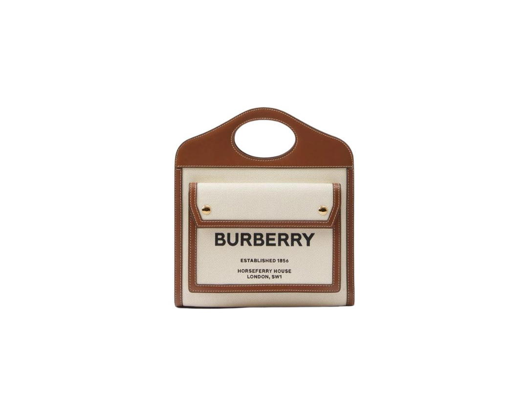 Burberry Burberry Mini Pocket Bag In Calf Leather With Polished Metal Hardware Natural-Malt Brown