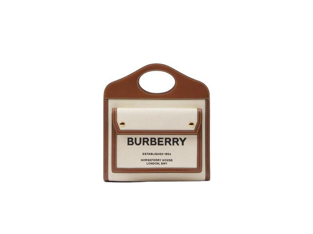 Burberry Burberry Mini Pocket Bag In Calf Leather With Polished Metal Hardware Natural-Malt Brown - view 1