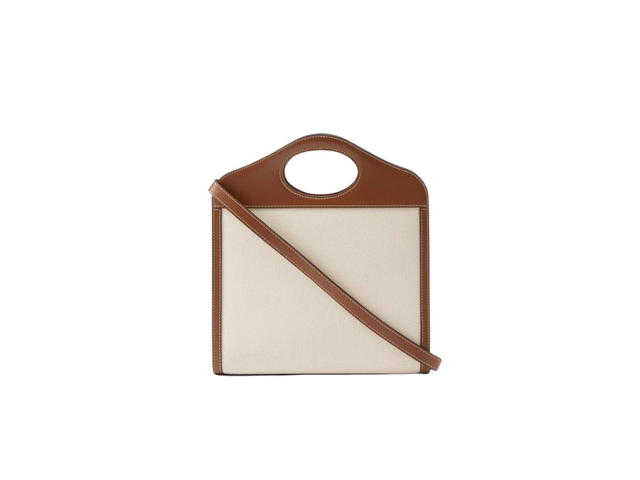Burberry Burberry Mini Pocket Bag In Calf Leather With Polished Metal Hardware Natural-Malt Brown - view 2