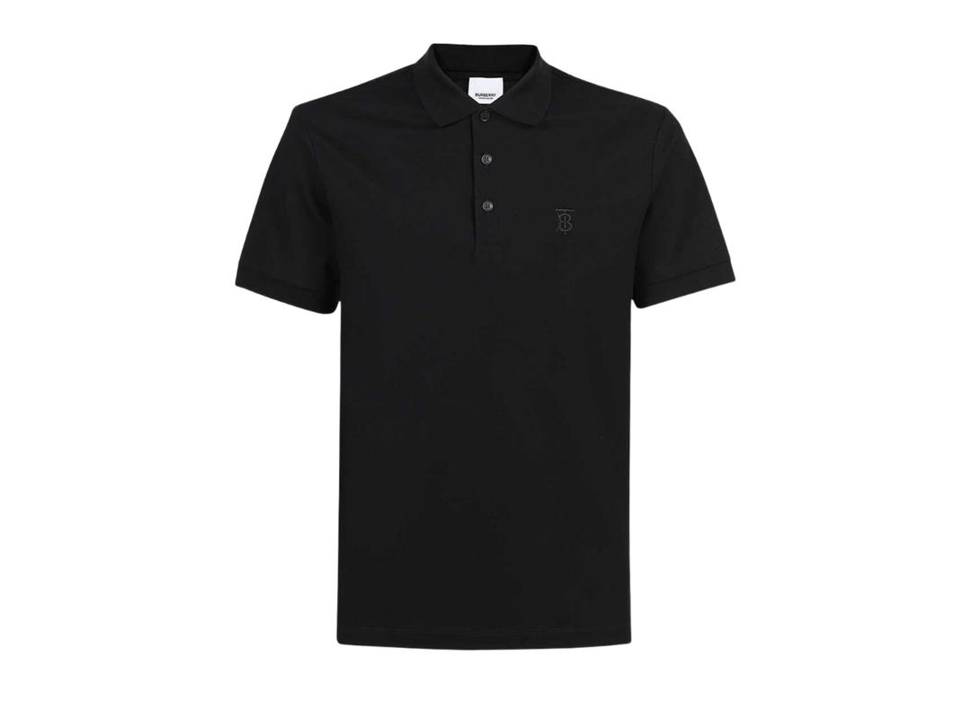 Burberry Burberry Monogram Motif Cotton Piqué Polo Shirt Black