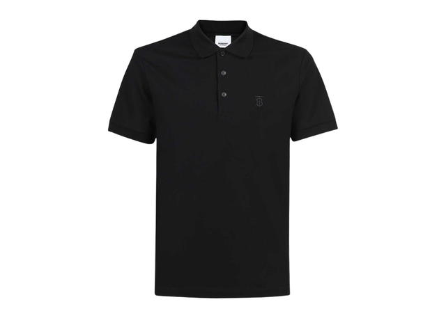 Burberry Burberry Monogram Motif Cotton Piqué Polo Shirt Black - view 1