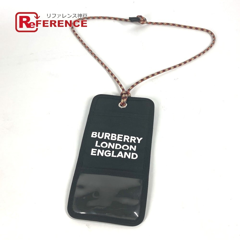 Burberry BURBERRY Neck with Strap logo Card Case Pass Case Pouch Nylon Black