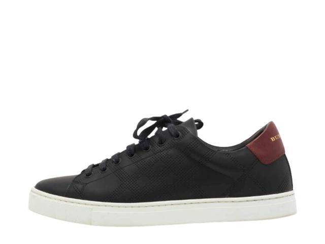 Burberry Burberry Perforated Check Leather Sneakers Black Deep Claret Melange - view 2