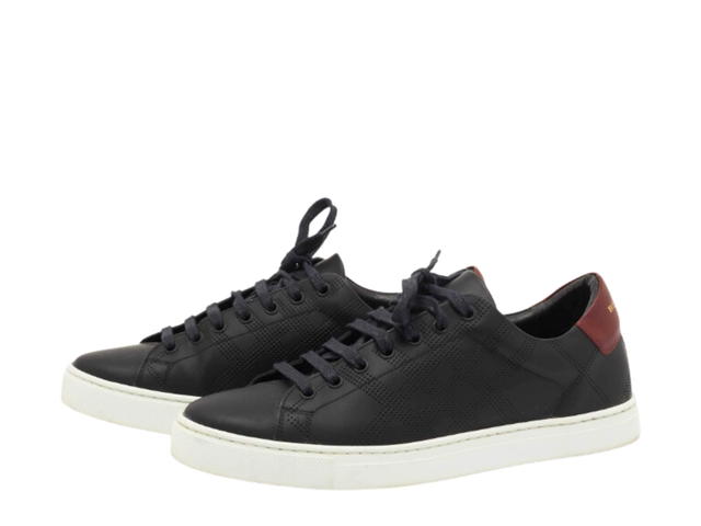 Burberry Burberry Perforated Check Leather Sneakers Black Deep Claret Melange - view 3