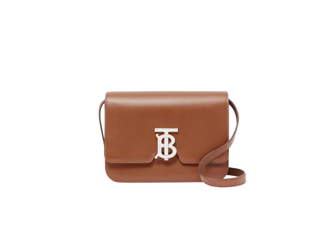 Burberry Burberry Small TB Bag In Leather Malt Brown