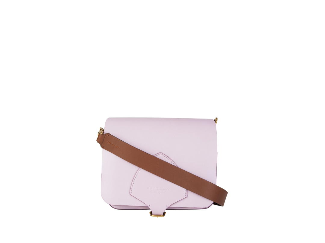 Burberry Burberry Square Satchel Bag In Calfskin Leather With Gold Buckle Light Purple