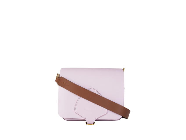 Burberry Burberry Square Satchel Bag In Calfskin Leather With Gold Buckle Light Purple - view 1
