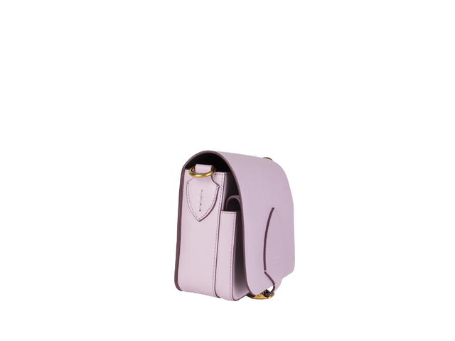 Burberry Burberry Square Satchel Bag In Calfskin Leather With Gold Buckle Light Purple - view 3