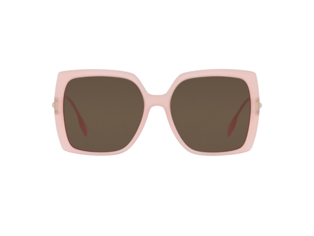 Burberry Burberry Square Sunglasses In Pink Acetate Frame-TB Metal Logo With Brown Lens