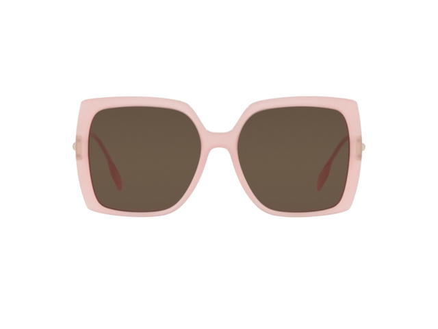 Burberry Burberry Square Sunglasses In Pink Acetate Frame-TB Metal Logo With Brown Lens - view 1