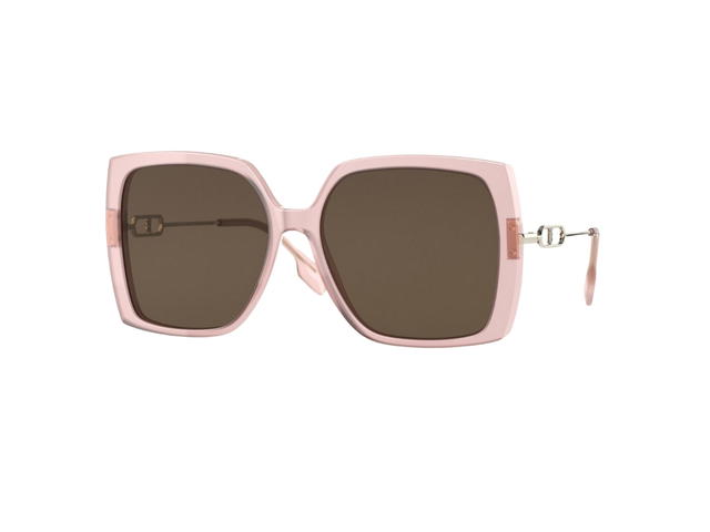 Burberry Burberry Square Sunglasses In Pink Acetate Frame-TB Metal Logo With Brown Lens - view 2