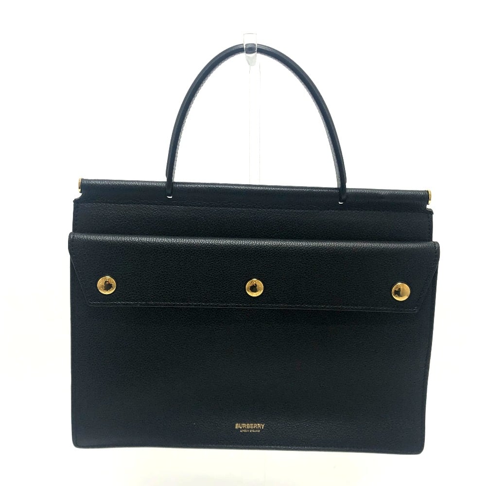 Burberry BURBERRY Square type small title bag Hand Bag Leather Black/GoldHardware