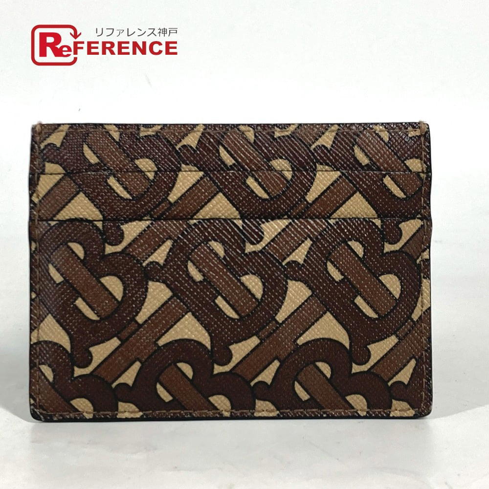 Burberry BURBERRY TB logo Business Card Holder Pass Case Card Case Leather Brown
