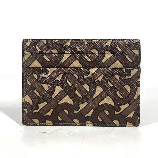 Burberry BURBERRY TB logo Business Card Holder Pass Case Card Case Leather Brown - view 3