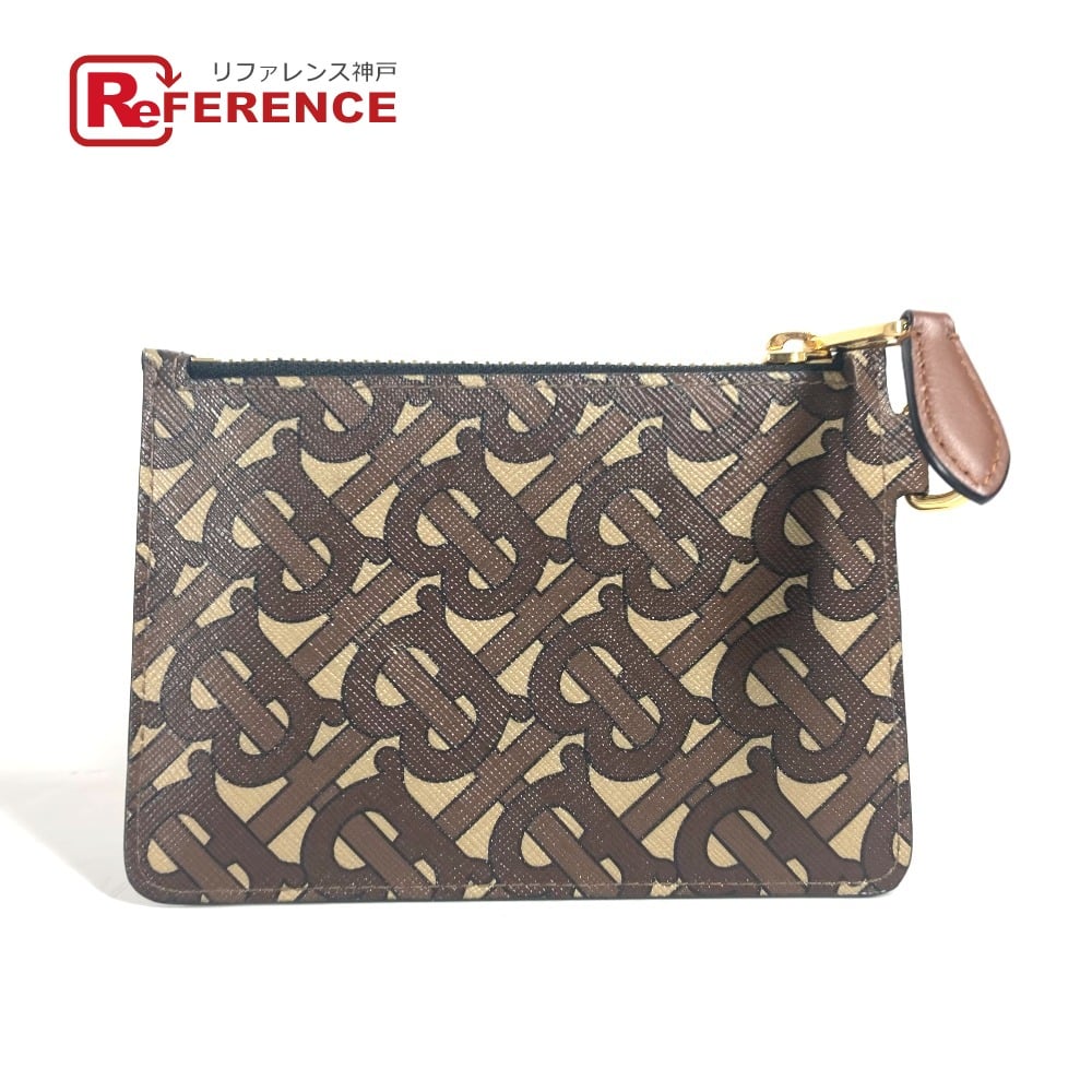 Burberry BURBERRY TB logo coin purse Wallet Coin Compartment Pouch Leather Brown/Beige