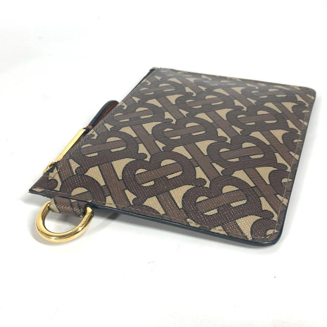 Burberry BURBERRY TB logo coin purse Wallet Coin Compartment Pouch Leather Brown/Beige - view 4