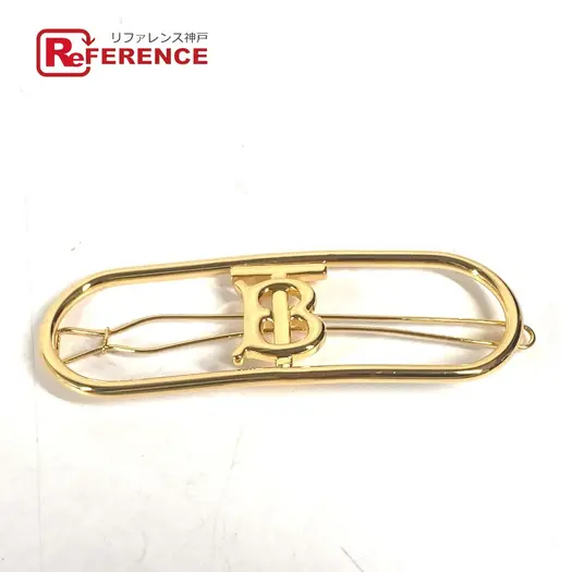 Buy BURBERRY TB logo hair accessories hair pin Barrette Metal Gold Unused at Sasom – Authentic and Ready to Ship