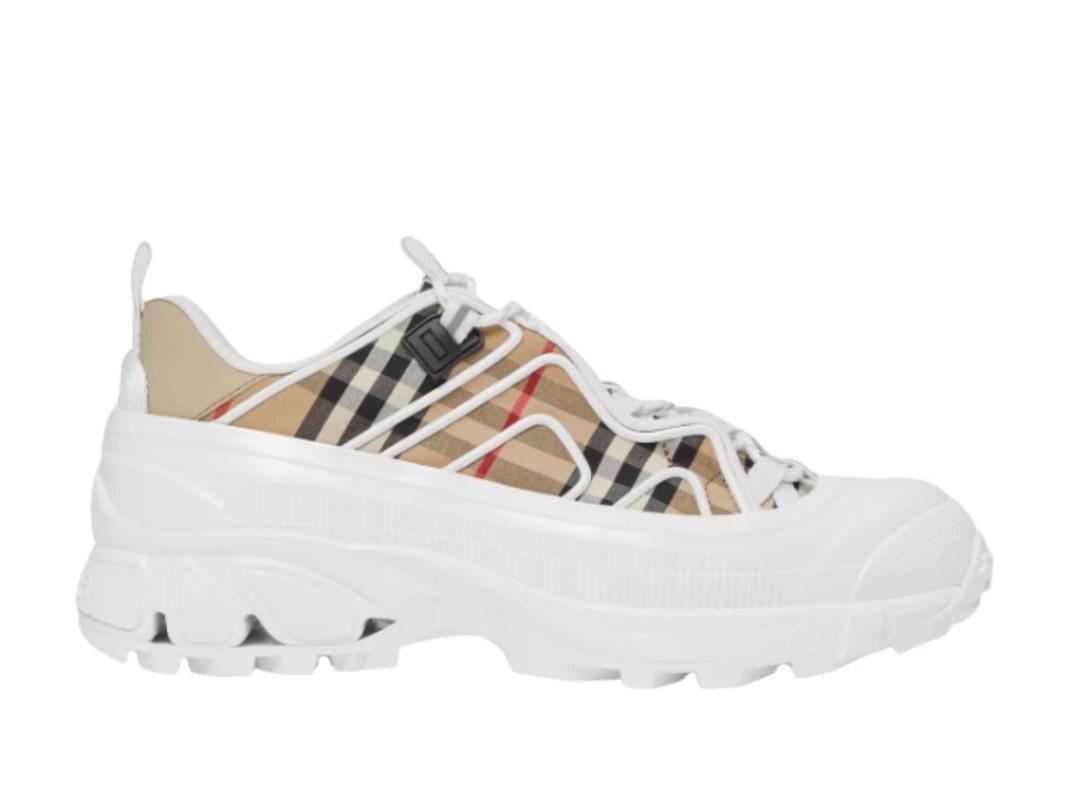 Burberry Burberry Vintage Check Cotton and Leather Arthur Sneakers Archive Beige White (W)