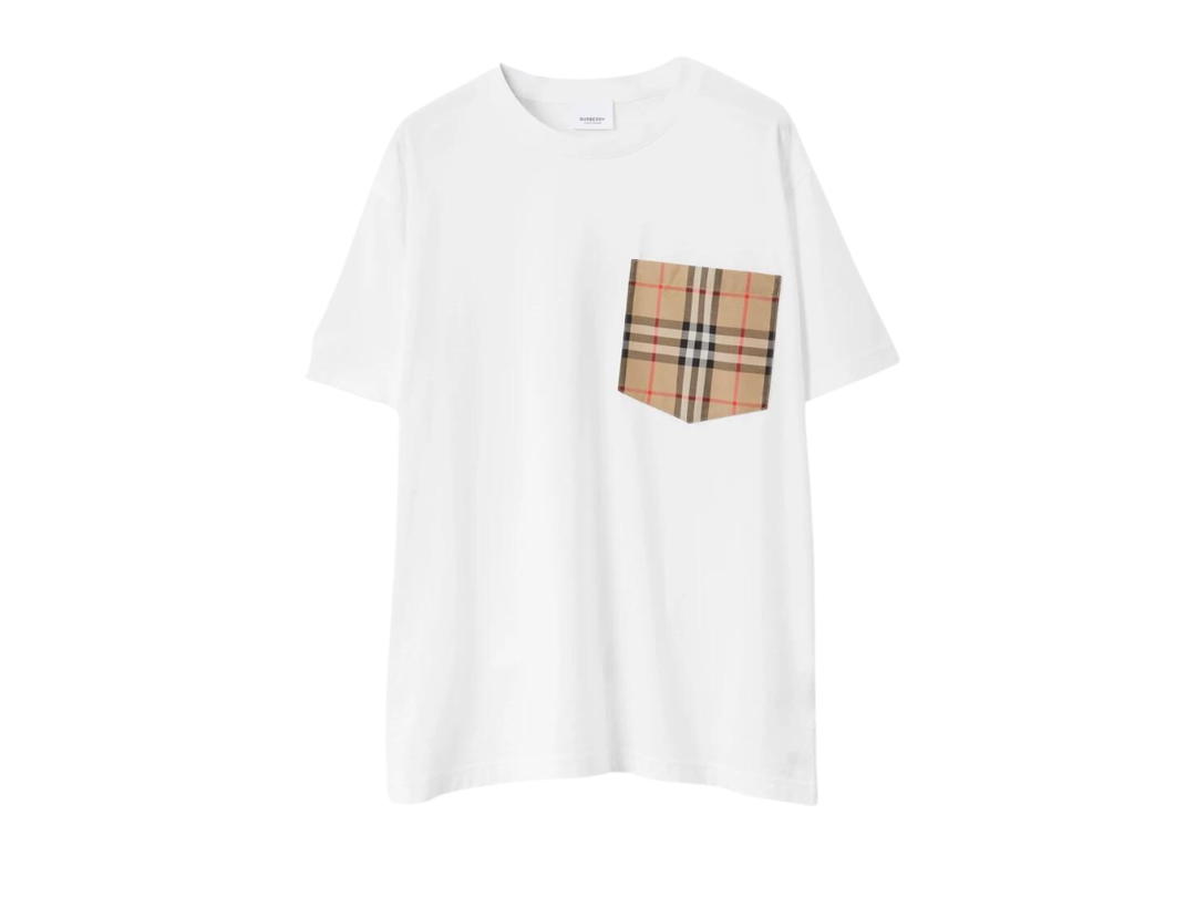 Burberry Burberry Vintage Check Pocket Cotton Oversized T-Shirt White