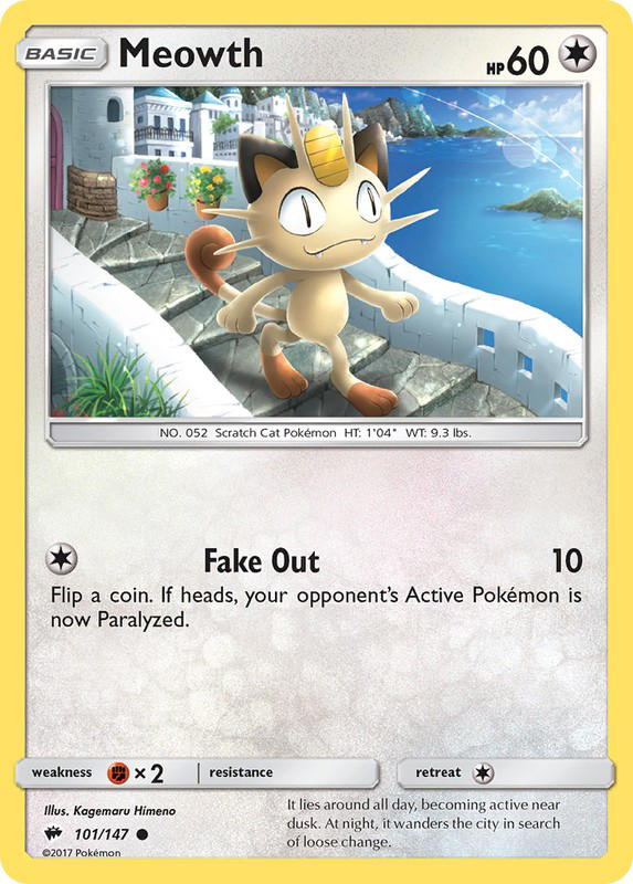 Pokemon Pokemon Meowth C [BUS 101/147] Sun & Moon "Burning Shadows" (EN)