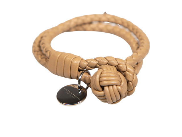 Bottega Veneta Bottega Veneta Intrecciato Double Strand Bracelet In Beige Leather With Silver Hardware - view 1