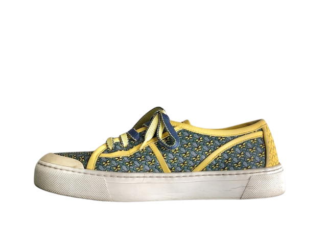 Bottega Veneta Bottega Veneta Butterfly Leather Sneakers Blue - view 2