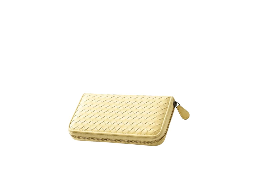 Bottega Veneta Bottega Veneta Intrecciato Zip-Around Wallet Cream