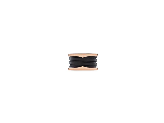 Bvlgari Bvlgari B.Zero1 Ring In Four-Band With Two 18 Kt Rose Gold Loops And A Black Ceramic Spiral - view 3