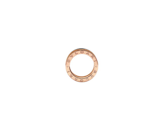 Bvlgari Bvlgari B.Zero1 Ring In Rock Two-Band Ring In 18 Kt Rose Gold With Studded Spiral And Black Ceramic Inserts On The Edges - view 2