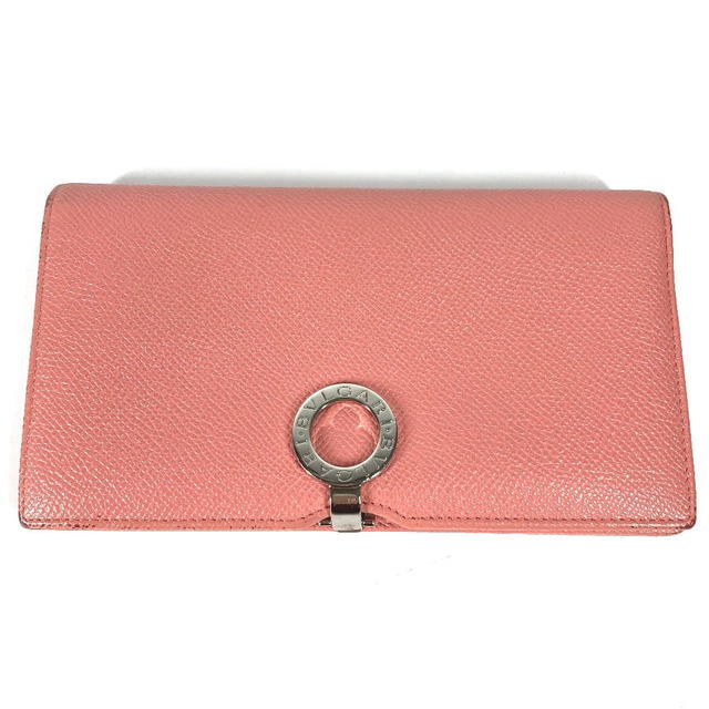 Bvlgari BVLGARI Bulgari Bulgari Logo clip long wallet bifold Long Wallet Leather pink - view 2