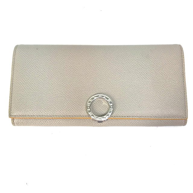 Bvlgari BVLGARI Bulgari Bulgari Logo clip Two fold Folded wallet Leather Gray x Yellow - view 2