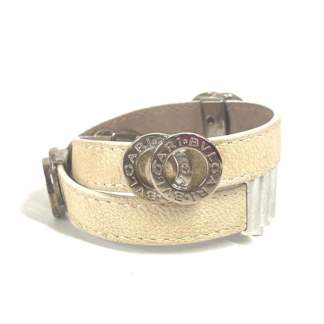 Bvlgari BVLGARI BVLGARI BVLGARI Logo Double Coiled Double Bracelet Leather Beige/Gold - view 2